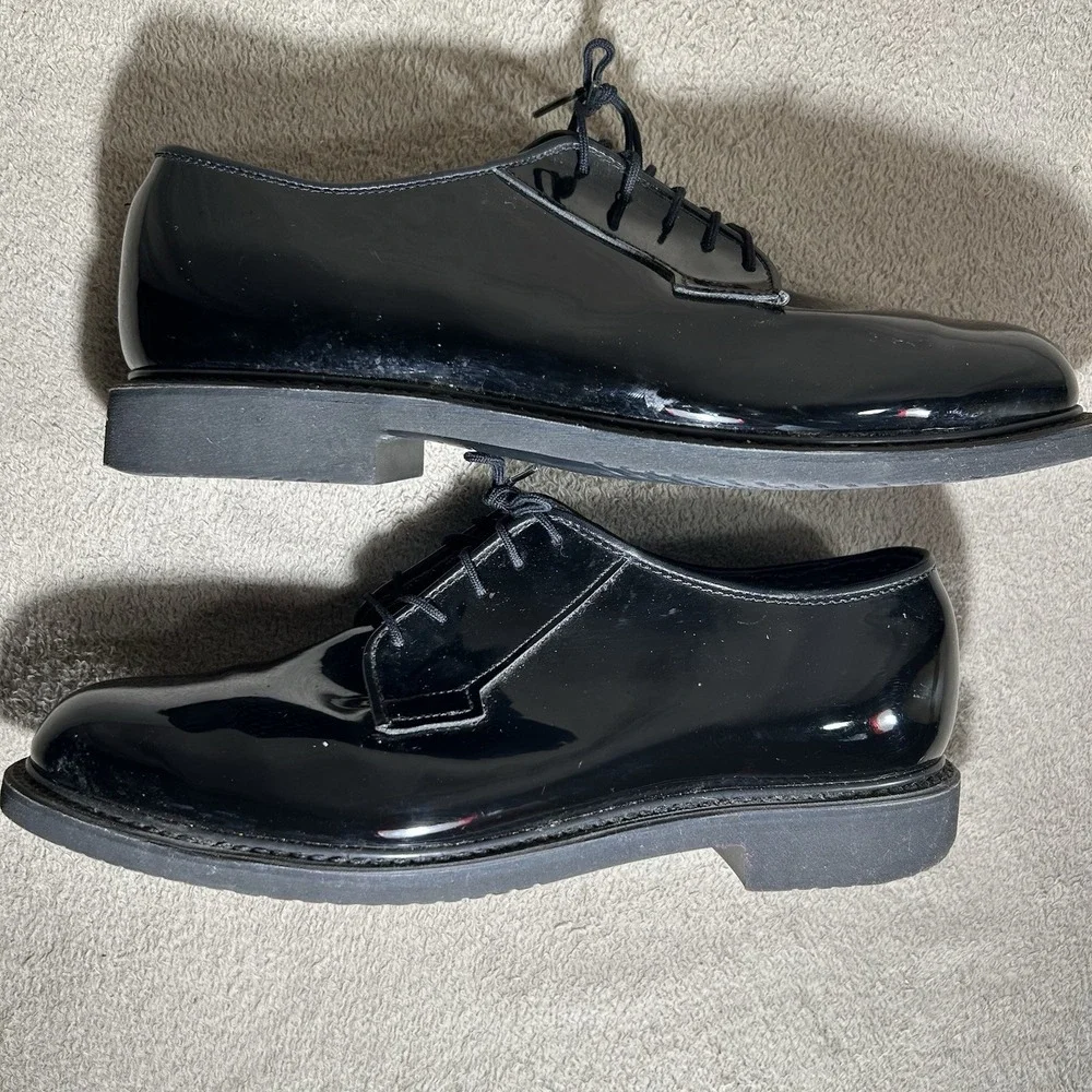Bates Lites 00942 Men's Black High Gloss Oxford Uniform Dress Shoes Size 9.5 D